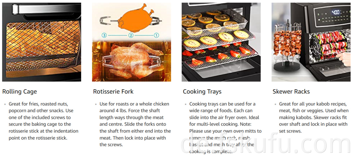 12L Heißluftfritteuse Toasterofen mit Rotisserie/10 Preset-Funktionsanzug für wie im Fernsehen gesehen